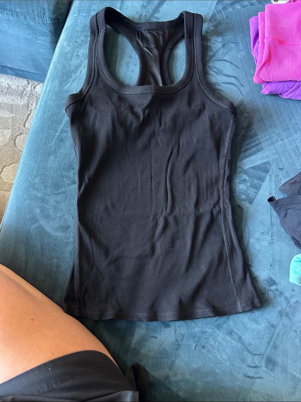 ALO Yoga Black Ribbed Racerback Tank